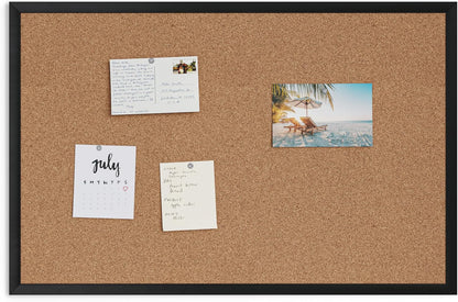 U Brands Cork Bulletin Board, 17" x 23", Black Wood Frame