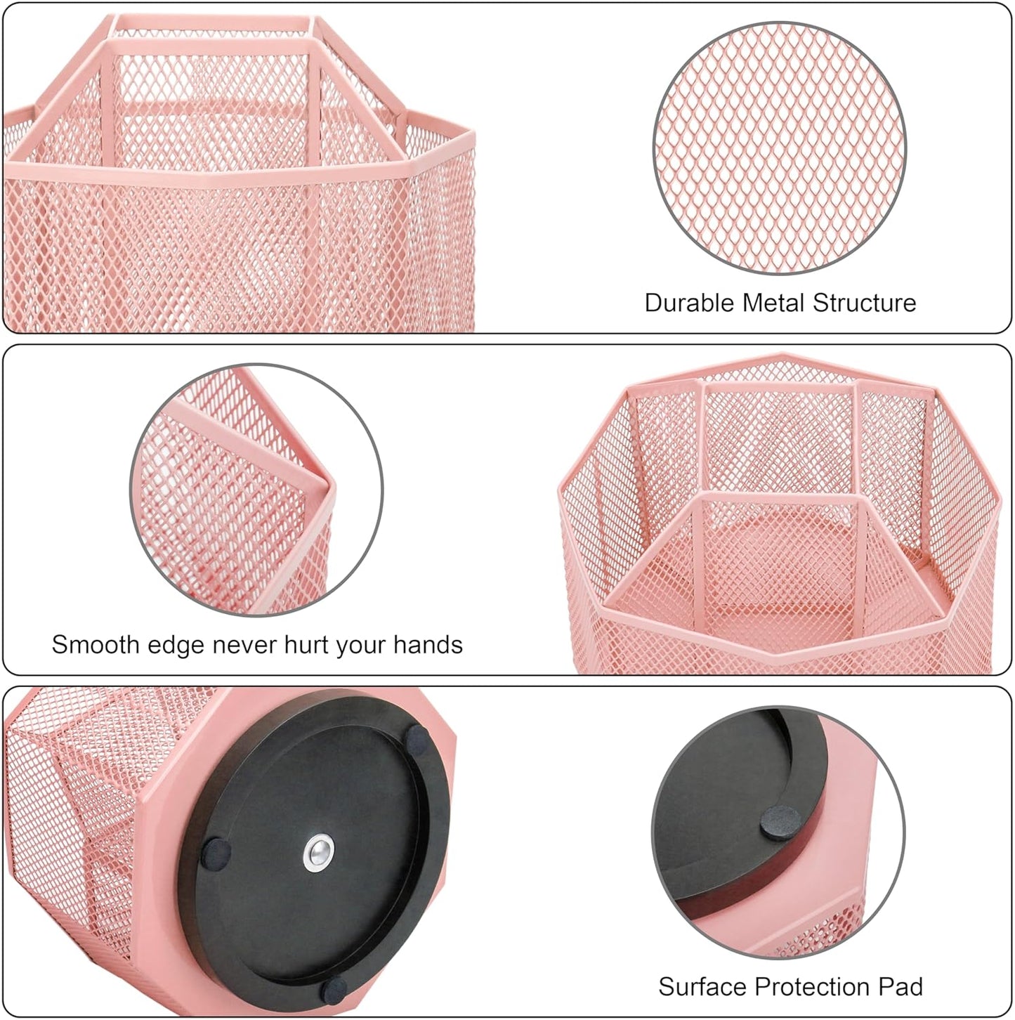 Exerz Desk Organiser/Mesh Desk Tidy Candy/Pen Holder/Multifunctional Organiser 360 Rotating