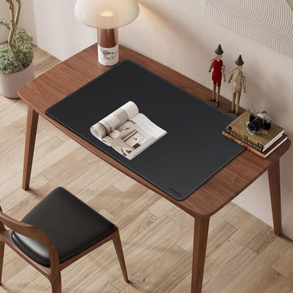 Chihein 2XL 35" x 16" Cork & PU Leather Desk Mat, Dual Sided Desk Pad Protector, Waterproof Writing Blotter for Gaming, Office, Home (Black)