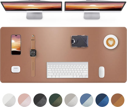 AFIING Desk Pad Protector 23.6" x 13.7" - Non-Slip Waterproof PU Leather Desk Mat for Mouse, Keyboard, Laptop, Office and Home Workspace (Beige)