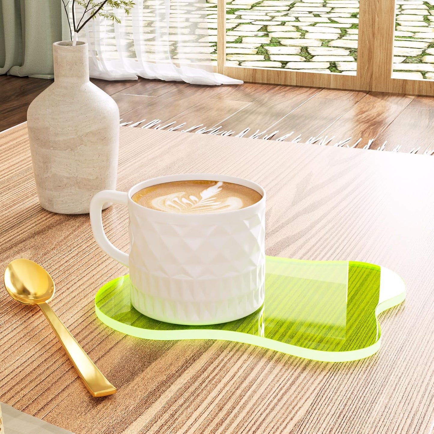 Acrylic Coaster Decorative Plates, Irregular Bar Drink Coaster, Clear Cloud Shape Coffee Cup Coaster, Perfect for Tabletop Protection and Accessories Display.(Gold)