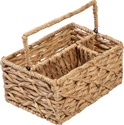 Honey-Can-Do Multi-Use 3-Compartment Wicker Basket Caddy with Handle, Natural STO-09844 Natural Medium