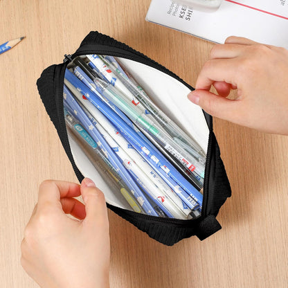 Pencil Bag Pen Case, Soft Corduroy Small Pencil Pouch Organizer with Zipper, Cute Pencil Case Pouch Stationery for Girls and Boys – Apricot