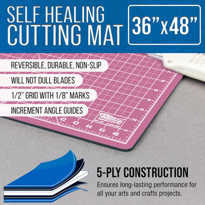 U.S. Art Supply 36" x 48" Self-Healing Cutting Mat 5-Ply - Double-Sided Green/Black Craft Mat, Non-Slip Cutting Mats for Crafts, Sewing, Quilting, Scrapbooking