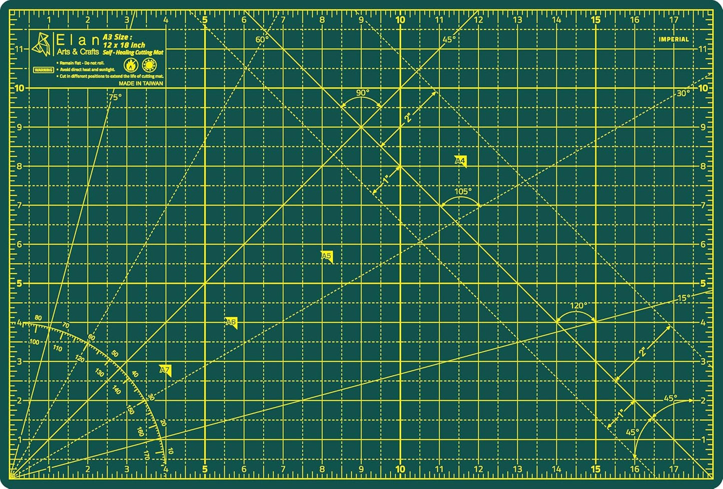 Elan Cutting Mat 36x72 Green, Extra Large Self Healing Cutting Mat 36 x 72 Inch, 5-Ply Craft Board Green, Hobby Board for Sewing and Quilting