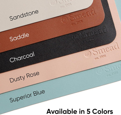 Smead Desk Pad, Vegan Leather Desk Mat with Non-Slip Faux Suede Backing, Perfect Desk Organizer for Office Decor, 31.5” x 15.7” Medium, Sandstone (64831)