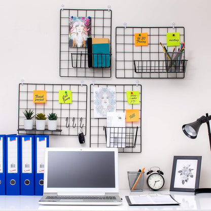 ODOXIA 2 Pack Wire Wall Grid Panel | Photos & Pictures Display Grid Wall Panels | Black, Magnetic & Metal Grid | Photo Grid Wire Board | Hanging Home, Office & Kitchen Decor