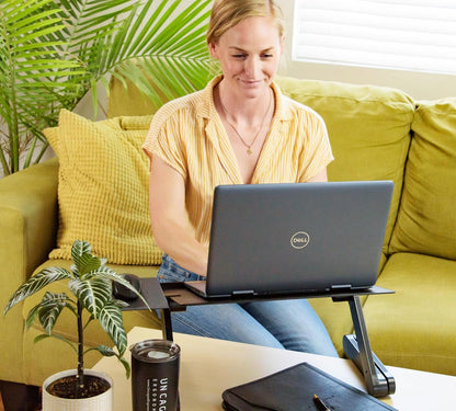 WorkEZ Adjustable Laptop Stand for Desk, Portable Laptop Stand Adjustable Height, Foldable Cooling Computer Holder Riser for Desk, Black