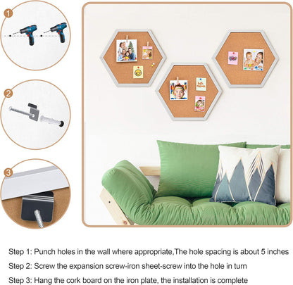 Cork Board Tiles - 4 Packs Adhesive Corkboards for Wall, Small Cork Board Squares Decorative for Office, School & Home