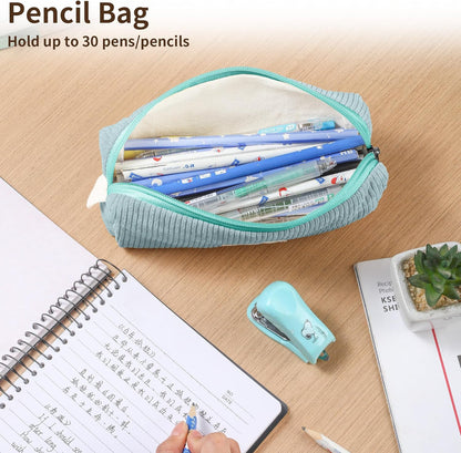 Pencil Bag Pen Case, Soft Corduroy Small Pencil Pouch Organizer with Zipper, Cute Pencil Case Pouch Stationery for Girls and Boys – Apricot
