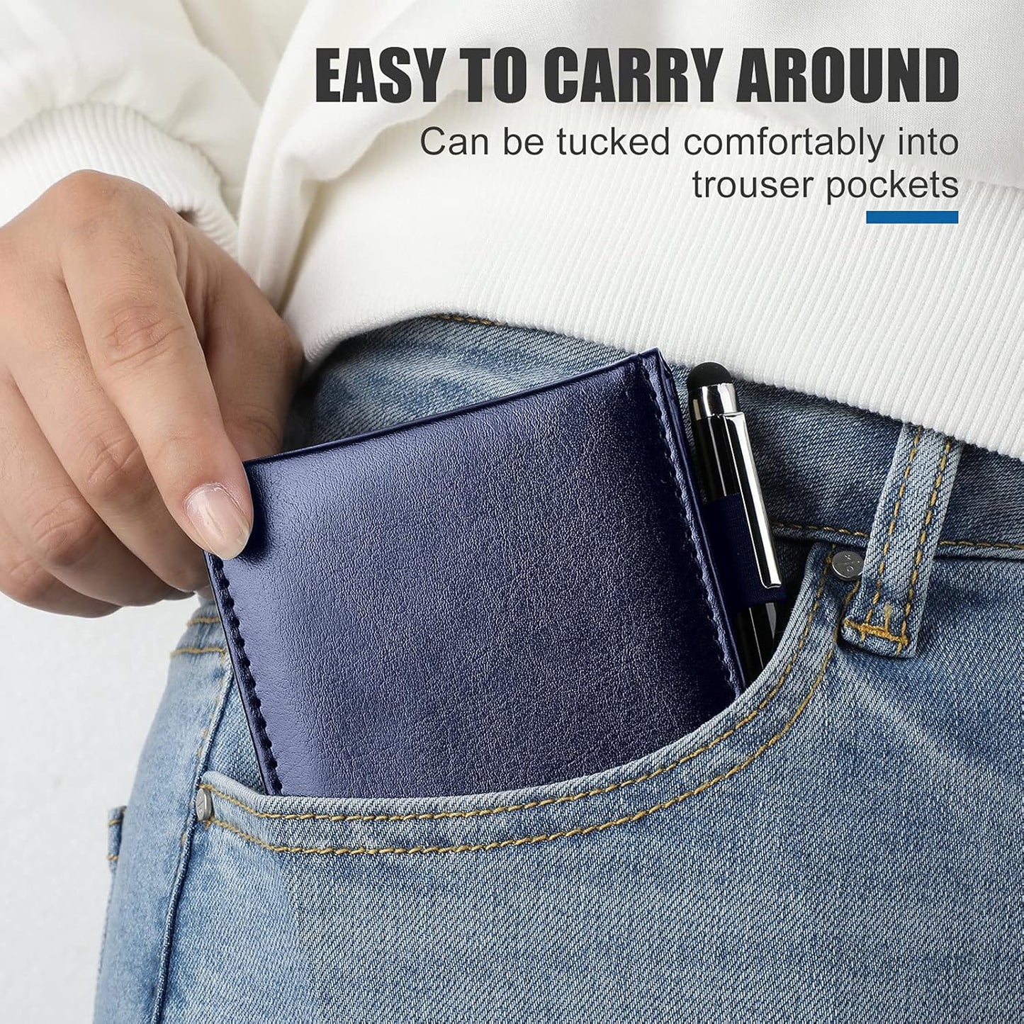Outus 10 Pcs Mini Pocket Notepad Holder Set Included Small Leather Pocket Notebook Holder with 50 Lined Sheets, Metal Pen, 8 Pcs 3 x 5 Inch Memo Book Refills, 30 Lined Paper Per Note Pad (Black)