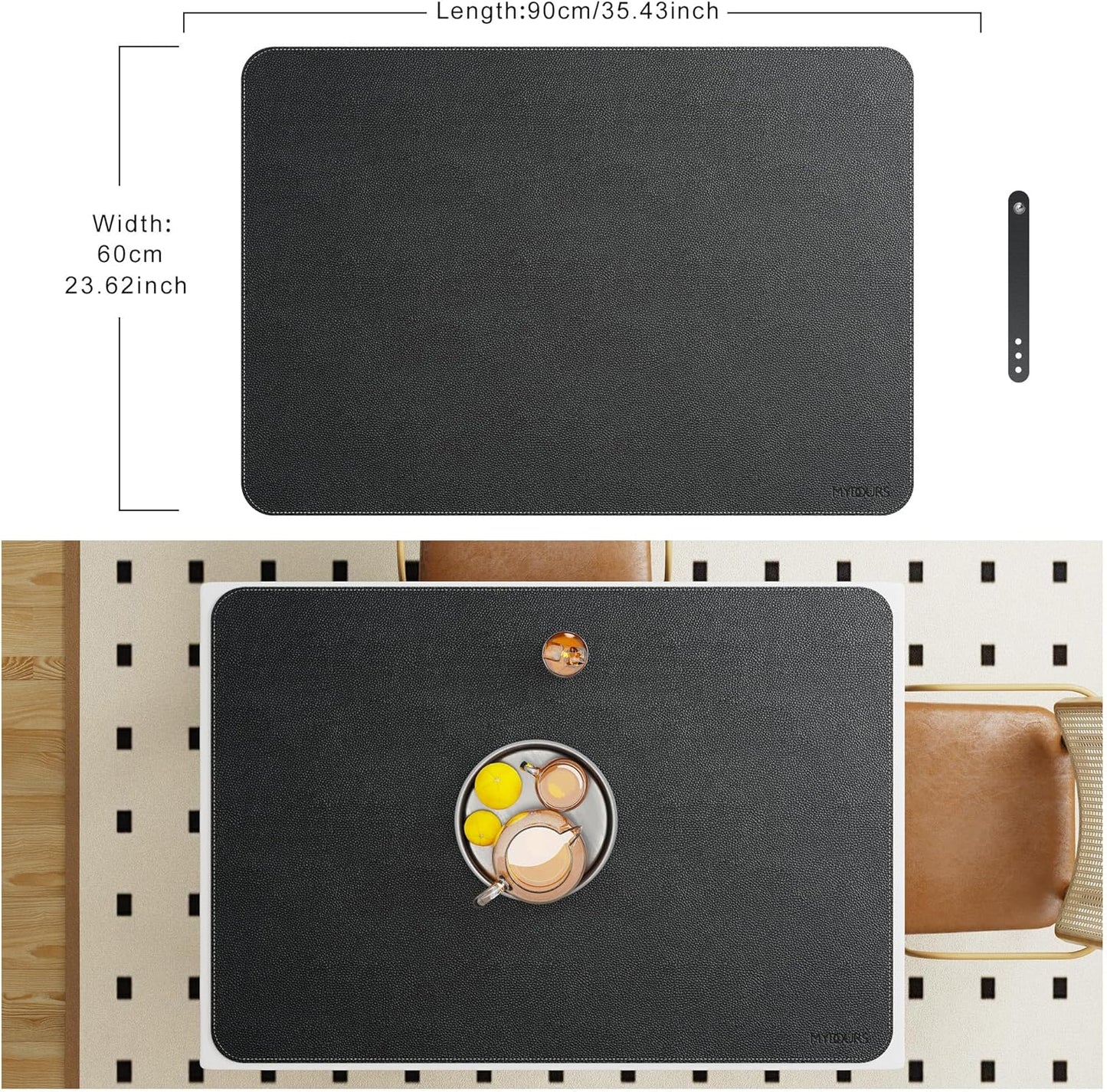 Mydours 40" x 20" Extra Large Desk Mat, PU Leather & Cork Desk Pad, Large XXL Desk Mouse Pad for Workstation, Office, Home, Computer Desk Mat with Keyboard & Mouse (Black)