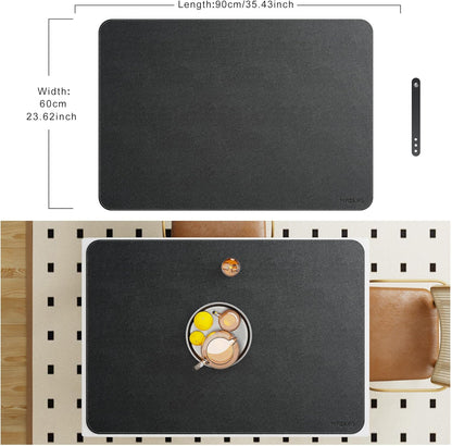 Mydours 40" x 20" Extra Large Desk Mat, PU Leather & Cork Desk Pad, Large XXL Desk Mouse Pad for Workstation, Office, Home, Computer Desk Mat with Keyboard & Mouse (Black)