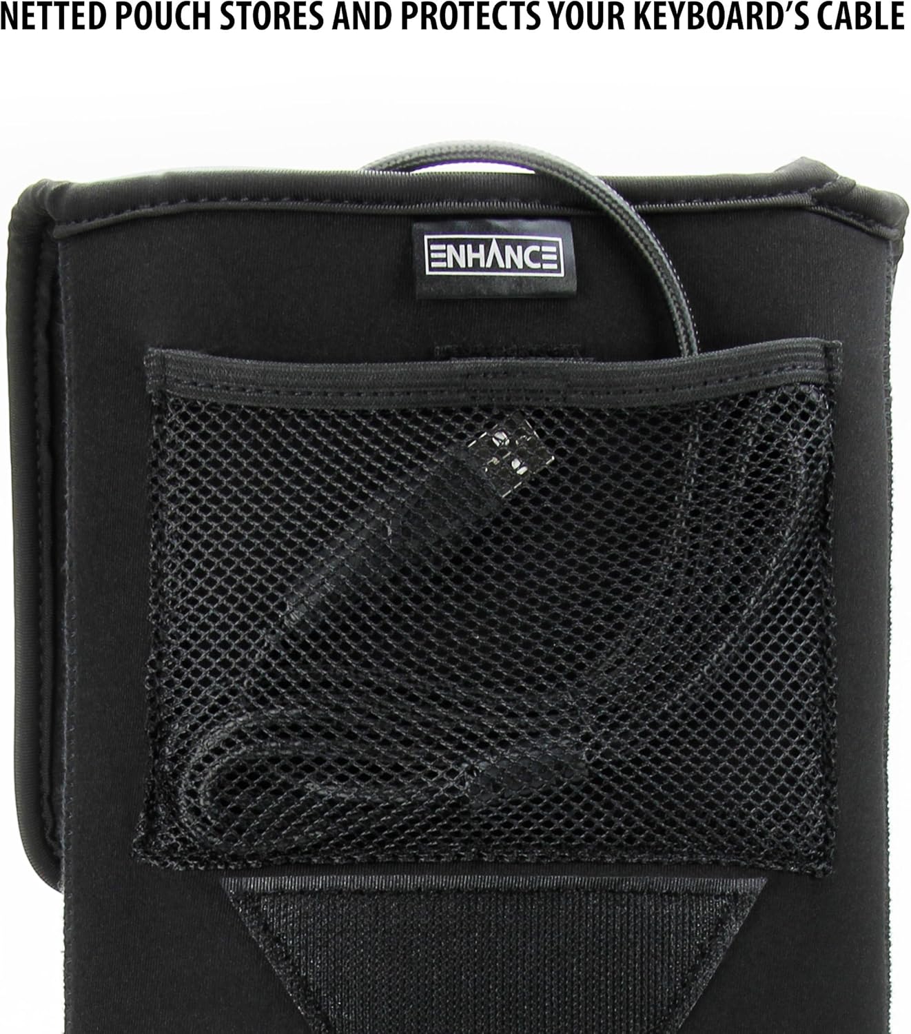 ENHANCE Keyboard Sleeve Travel Case for TKL Tenkeyless Compact Tournament eSports Gaming Keyboards (up to 15 Inches) - Rugged Neoprene Construction , Zipper Mouse Storage and Cable Storage Pouch