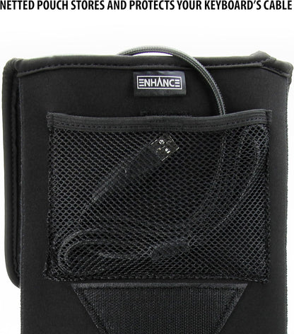 ENHANCE Keyboard Sleeve Travel Case for TKL Tenkeyless Compact Tournament eSports Gaming Keyboards (up to 15 Inches) - Rugged Neoprene Construction , Zipper Mouse Storage and Cable Storage Pouch