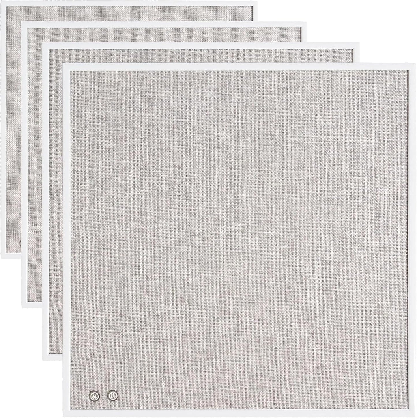 U Brands Farmhouse Linen Bulletin Board, 14" x 14", White Metal Frame, Industrial Grade Pinning Surface