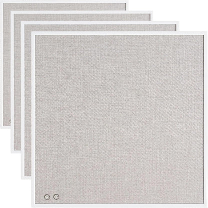 U Brands Farmhouse Linen Bulletin Board, 14" x 14", White Metal Frame, Industrial Grade Pinning Surface
