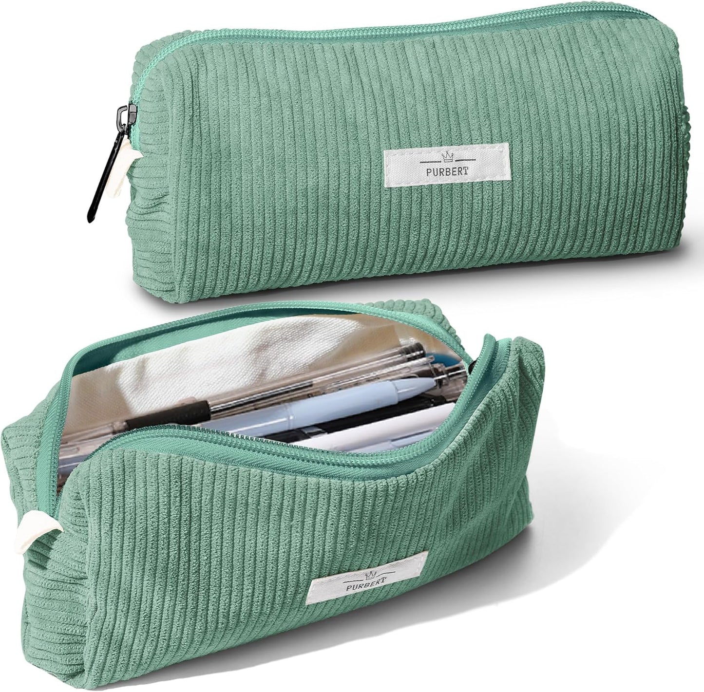 Pencil Bag Pen Case, Soft Corduroy Small Pencil Pouch Organizer with Zipper, Cute Pencil Case Pouch Stationery for Girls and Boys – Apricot