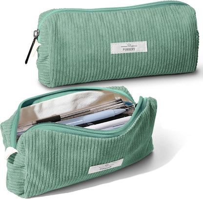 Pencil Bag Pen Case, Soft Corduroy Small Pencil Pouch Organizer with Zipper, Cute Pencil Case Pouch Stationery for Girls and Boys – Apricot
