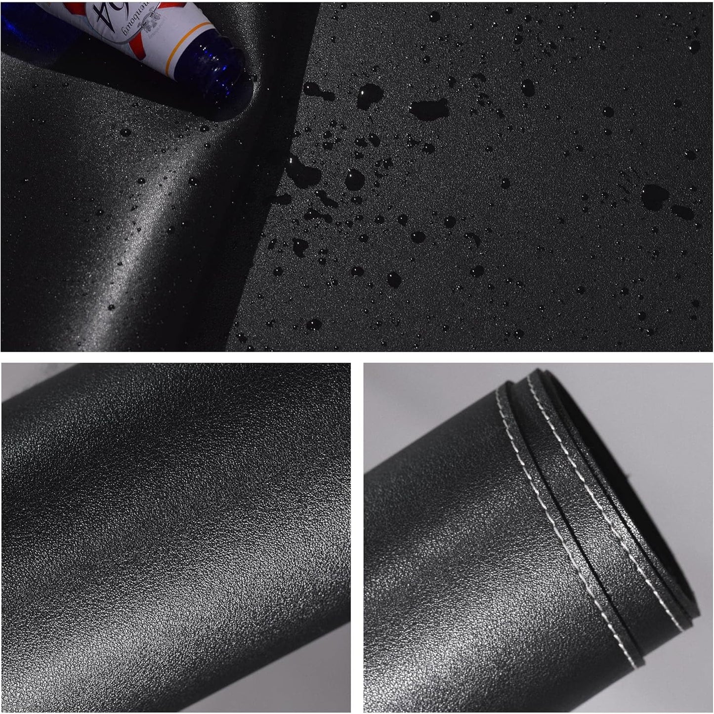 Vyaaa PU Leather & Cork Desk Mat, 39.4"x15.7" Dual Sided Computer Desk mat, Waterproof Large Mouse Pad, Non-Slip Office Desk pad, Office Desk Protector for Work/Gaming/Home (Black)