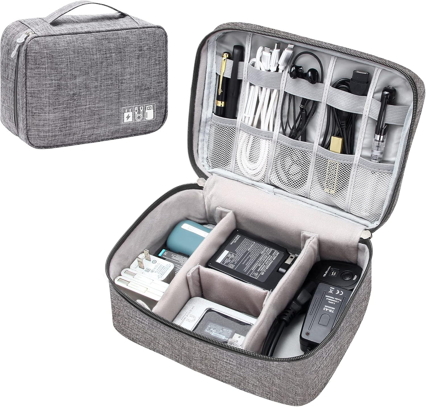 SELLYFELLY Electronic Bag Travel Cable Accessories Bag Waterproof Double Layer Electronics Organizer Portable Storage Case for Cable, Cord, Charger, Phone, Adapter, Power Bank, Kindle, Hard Drives