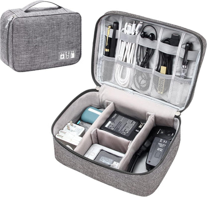 SELLYFELLY Electronic Bag Travel Cable Accessories Bag Waterproof Double Layer Electronics Organizer Portable Storage Case for Cable, Cord, Charger, Phone, Adapter, Power Bank, Kindle, Hard Drives