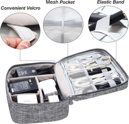 SELLYFELLY Electronic Bag Travel Cable Accessories Bag Waterproof Double Layer Electronics Organizer Portable Storage Case for Cable, Cord, Charger, Phone, Adapter, Power Bank, Kindle, Hard Drives