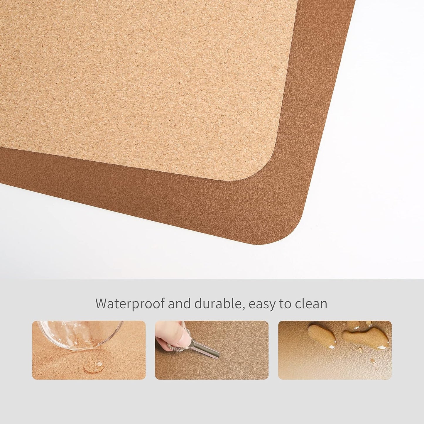 RENMTURE Dual-Sided Mouse Pad, Natural Cork & PU Leather Large Desk Pad for Office and Home Work, Desk Protector Non-Slip, Waterproof, Easy Clean (Olive Green, 32"x16")