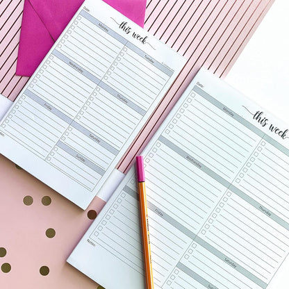 321Done Weekly Checklist Notepad - 50 Sheets (5.5" x 8.5") - This Week to Do Notepad Tear Off Planning Pad, Planner Checklist Organizing - Made in USA - Simple Script