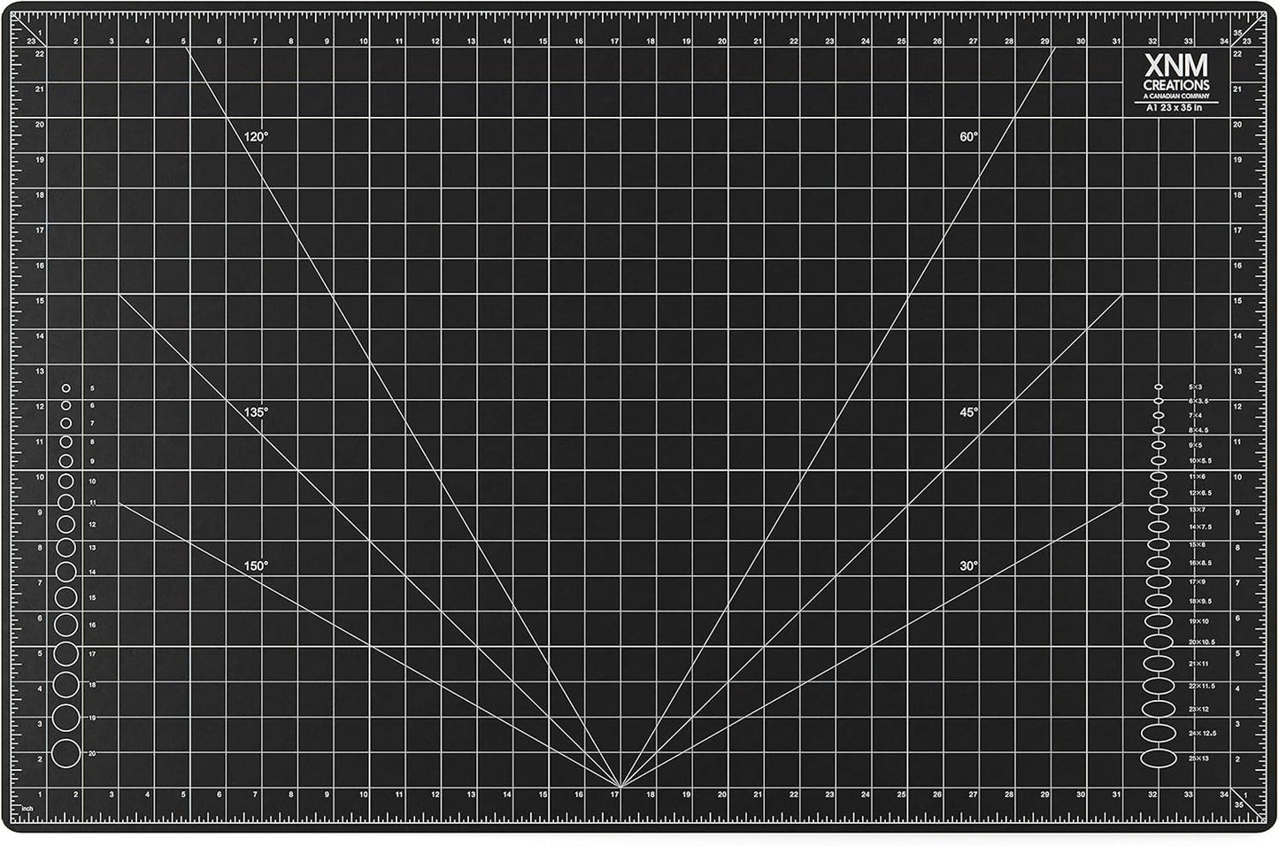 XNM Premium Self Healing Cutting Mat - 18 Inches by 24 inches - A2, 3 Layer Quality PVC Construction - Dual Sided, Imperial and Metric Grid Lines - Perfect for Cutting, Sewing, and Crafts