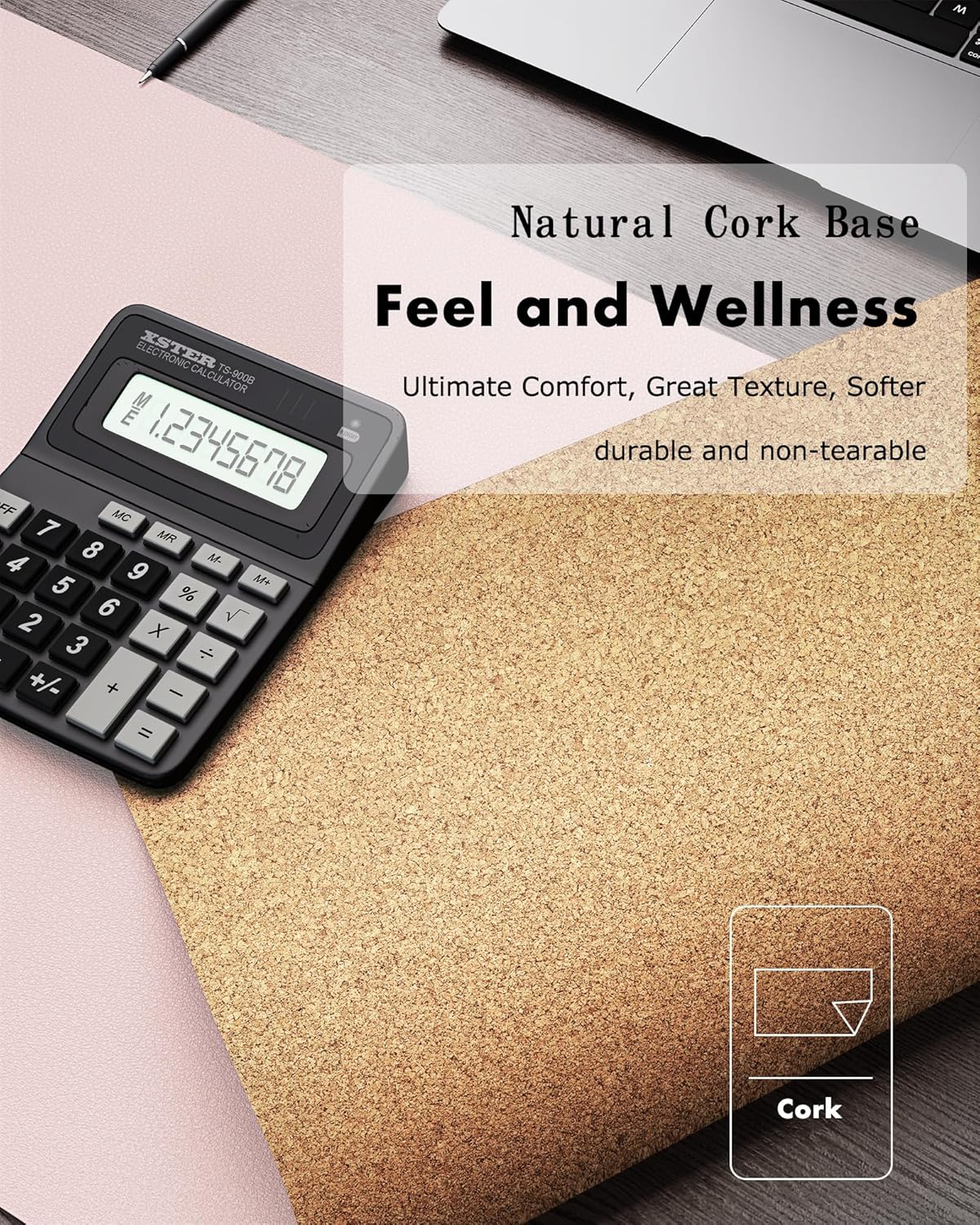 YSAGi Double-Sided Desk Pad, 31.5"x15.7"Leather Desk Mat, Eco Cork Desk Pad Protector,Large Mouse Pad,Waterproof Desk Blotter for Office/Home(Coffee)