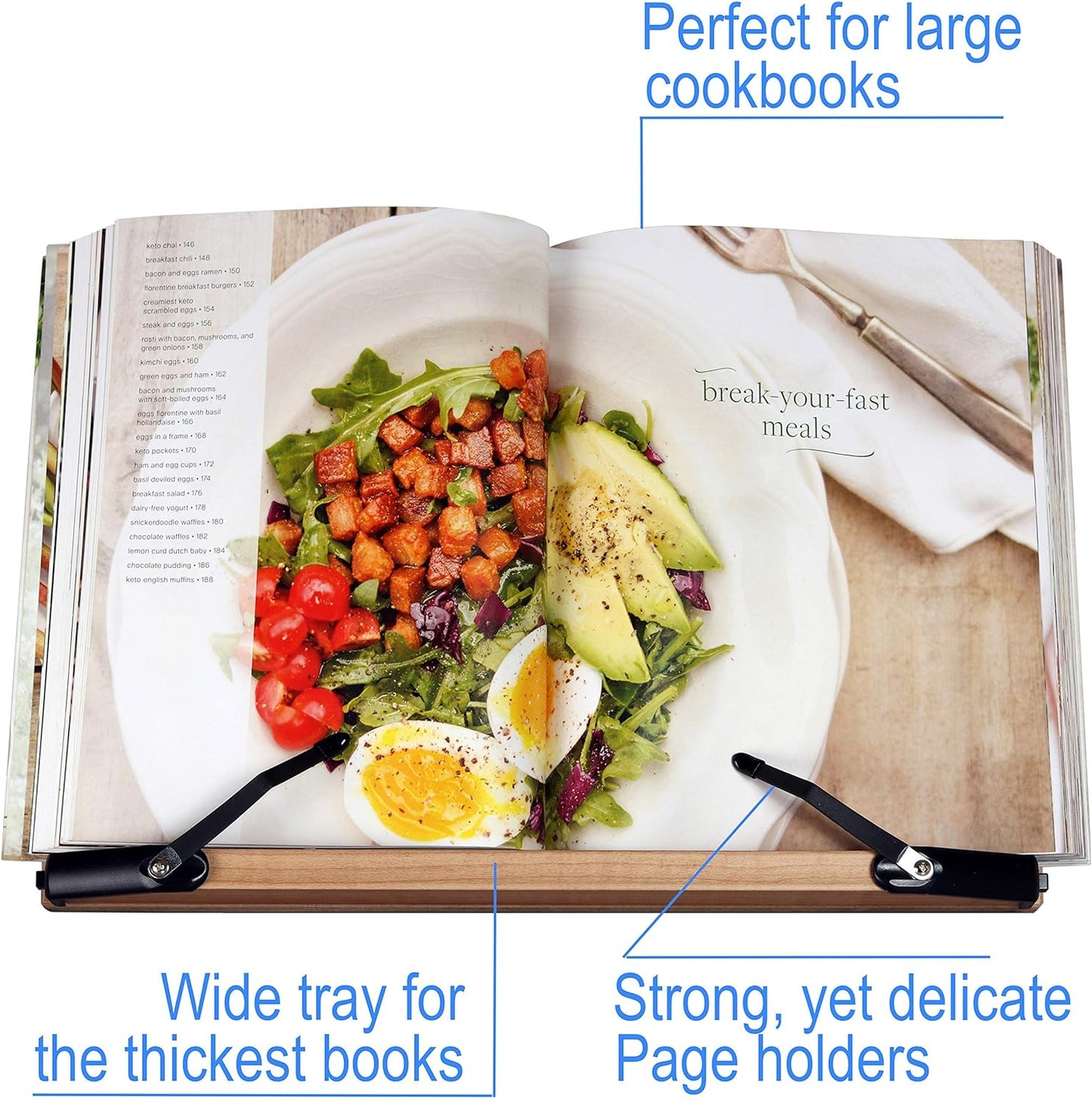 BS1500 11.8x8.5 Portable Adjustable Foldable Bookstand Holder for Reading Hands Free Large Thick Heavy Textbooks Cookbooks Tablets