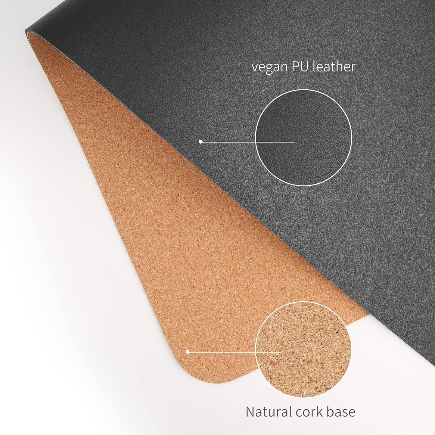 RENMTURE Dual-Sided Mouse Pad, Natural Cork & PU Leather Large Desk Pad for Office and Home Work, Desk Protector Non-Slip, Waterproof, Easy Clean (Olive Green, 32"x16")