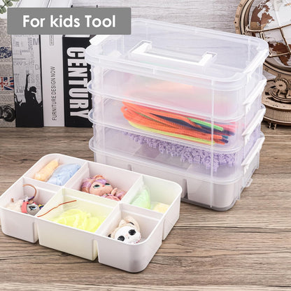 CraftGenes Art Supply Storage Organizer with 2 Removable Trays, 4-Layer 10QT Durable Craft Organizers and Storage for Sewing, Tool, Office Supplies, Art, Craft Supplies