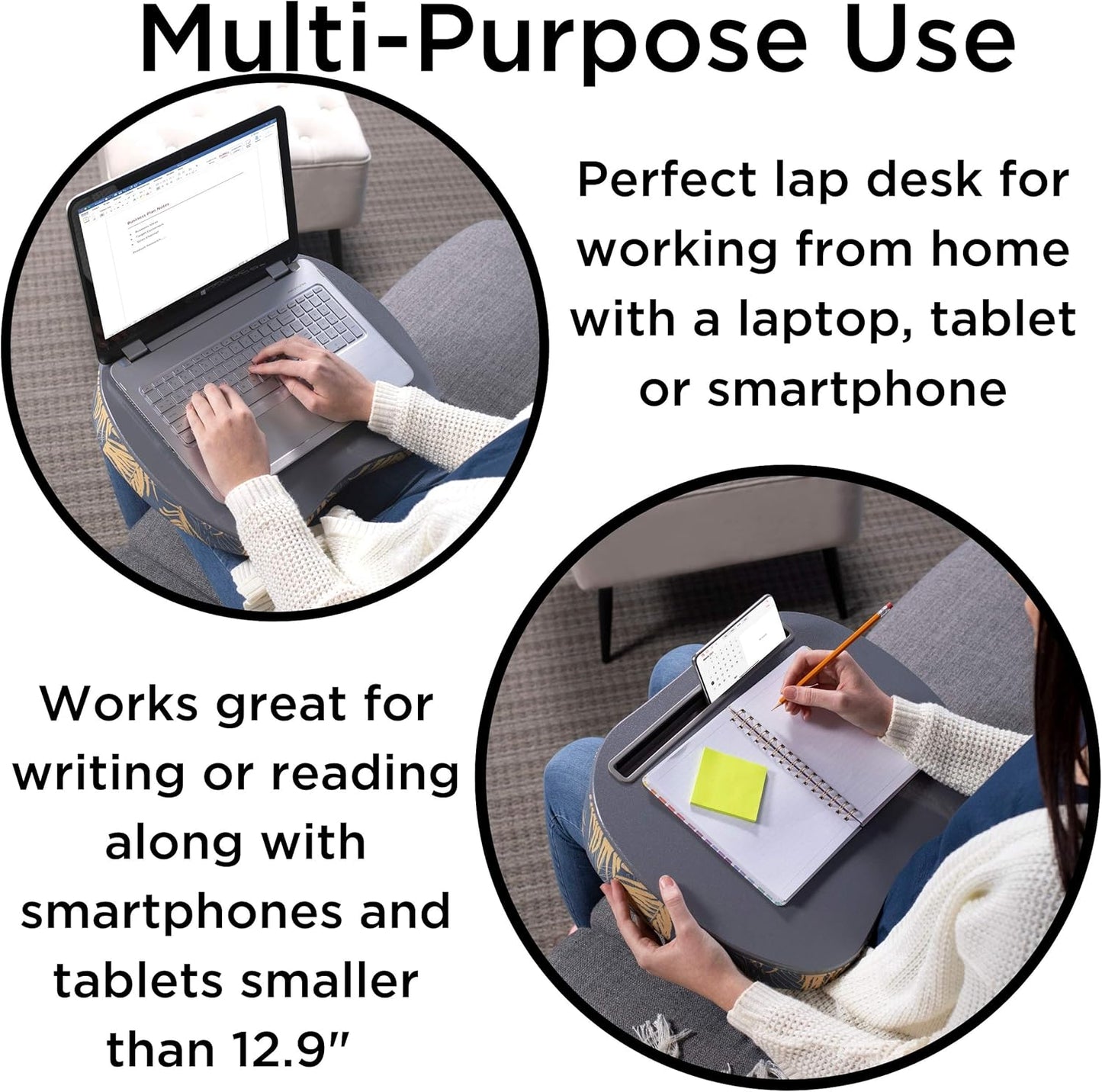 BIRDROCK HOME Deluxe Lap Desk with Pillow Cushion and Wrist Rest - Padded Laptop Desk for Bed, USB Light and Mouse Pad, With Reading Light, Soft Table for Home, Fits Laptops Up to 15" - Teal and Brown