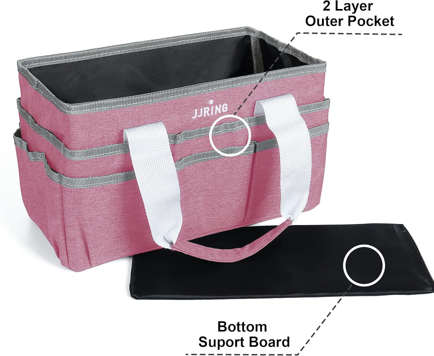 JJRING Craft Organizer Tote Bag for Art Storage, Caddy with Multiple Pockets, Bluish Green Sewing Bag for Scrapbooking, School, Medical, and Office Supplies