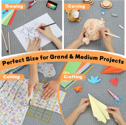 Premium Self Healing Cutting Mat 18'' x 12'', A3 Non-slip Sewing Mat for Quilting, 5-Ply Rotary Cutting Board Double-Sided for Crafts Cutting Fabric Scrapbooking Modeling Projects, Anthracite Gray
