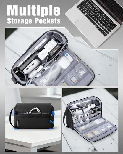 Smasrob Electronics Organizer Travel Case, Water Resistant Tech Bag Charger Pouch for Cord, Cable, Cards, Phone, Airpods, Black