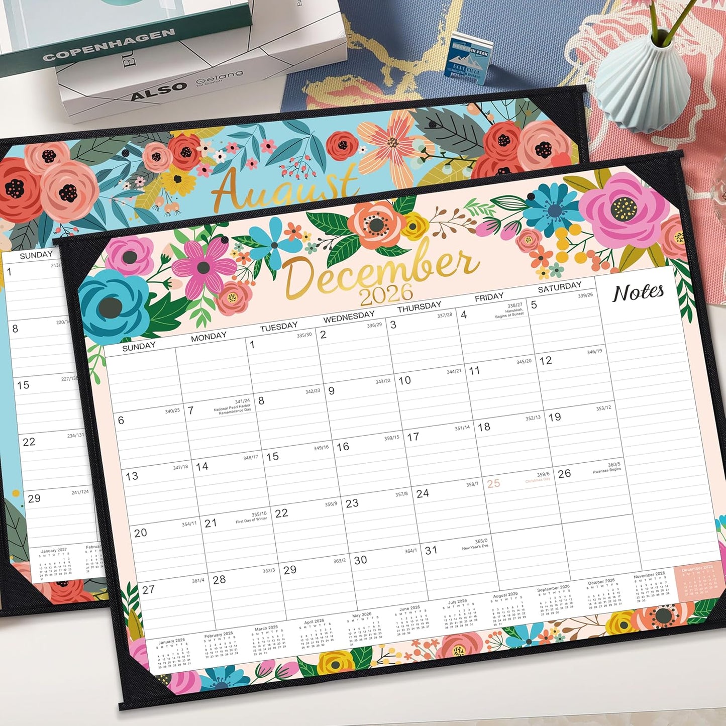 2026-2027 Desk Calendar - Large Desk Calendar 2026-2027, JUL 2026 - DEC 2027, 22" x 17", 18 Months Calendar Large, Desk/Wall Calendar 2-IN-1 with Corner Protectors, Desk Pad, To-Do List & Notes - Blue