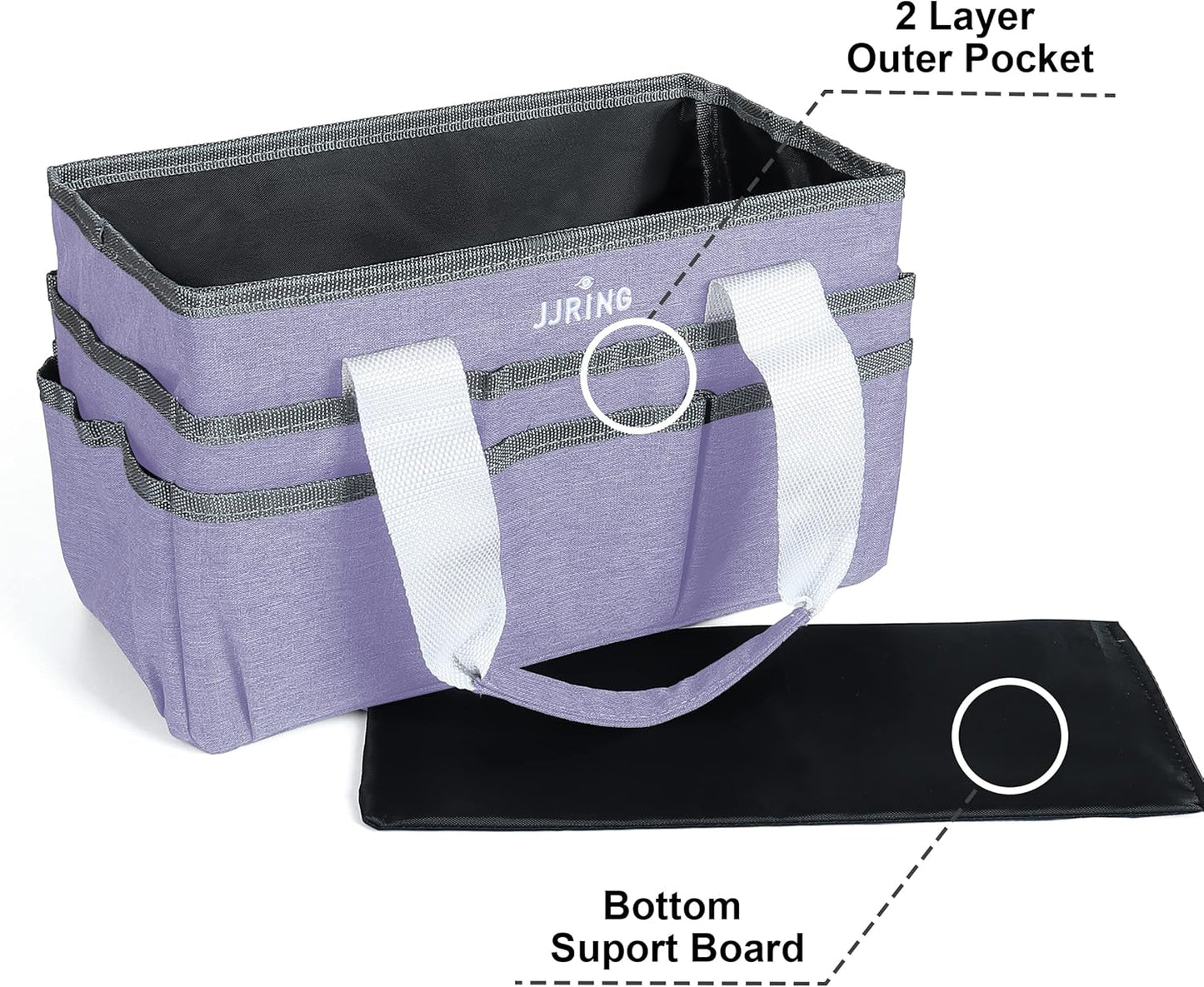 JJRING Craft Organizer Tote Bag for Art Storage, Caddy with Multiple Pockets, Bluish Green Sewing Bag for Scrapbooking, School, Medical, and Office Supplies