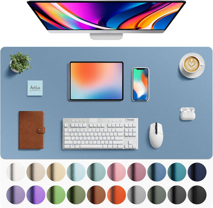Aothia Non-Slip Waterproof PU Leather Desk Pad Protector for Mouse, Writing Desk, Office, Home, Laptop Blotter, 23.6" x 13.7", Black - Colors A