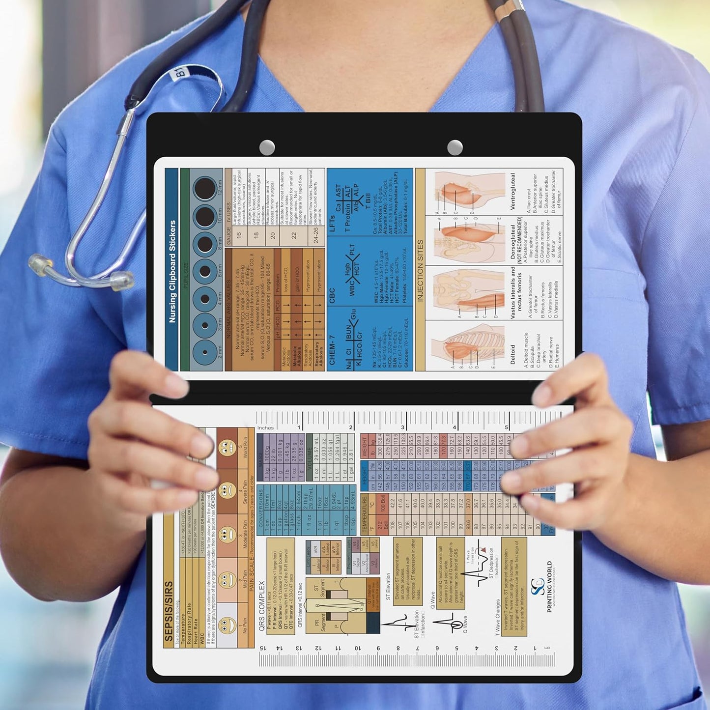 Nursing Clipboard with Nursing and Medical Edition Cheat Sheets Nursing School Essentials - Aluminum Foldable Nurse Clip Boards Essential Accessory for Efficient Patient Care (Mint)