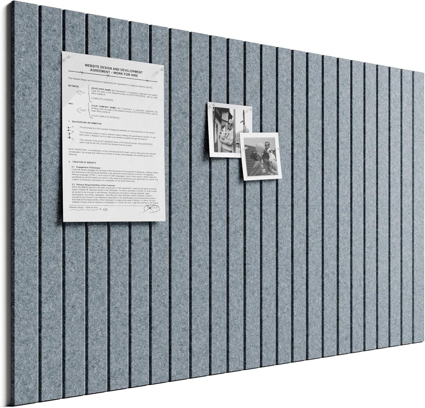 Bumusty Large Cork Board Alternative-48 x 36" Felt Bulletin Board Tiles, with 30 Pushpins, 70 Adhesive Tabs, Fine-Stripe 12-Pack, Cork Boards for Office Push Pin Board Felt Board-Oatmeal