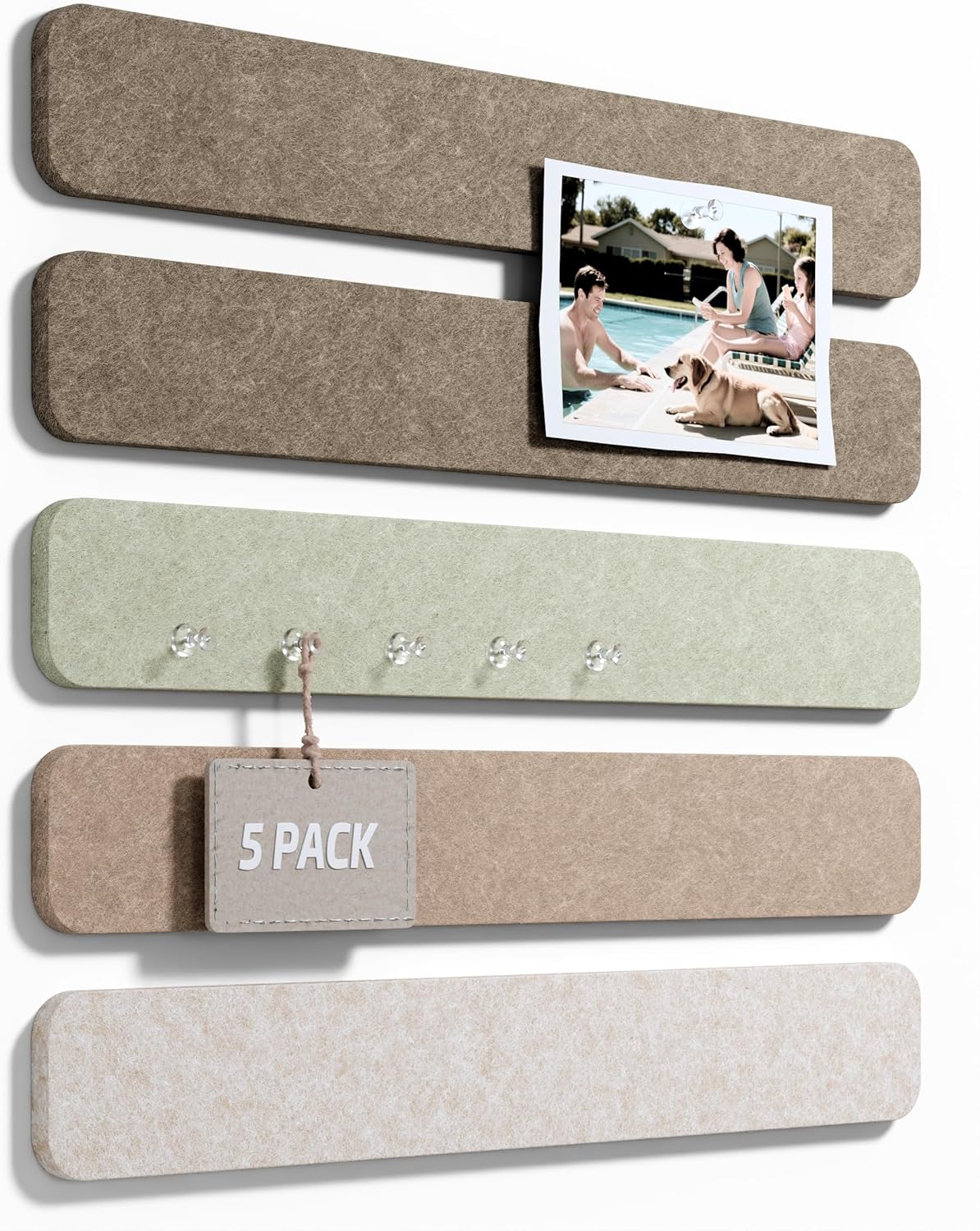 Fluxynara Cork Board Alternative Felt Strip Board 8-Pack 13"x2", Office Pin Board with 50 Push Pins, Adhesive Install for Bedroom Door & Home Office(Linen Dusk)