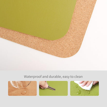 RENMTURE Dual-Sided Mouse Pad, Natural Cork & PU Leather Large Desk Pad for Office and Home Work, Desk Protector Non-Slip, Waterproof, Easy Clean (Olive Green, 32"x16")