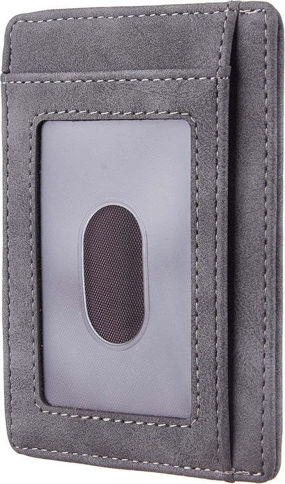 Travelambo Slim Wallet Front Pocket Minimalist Leather RFID Blocking Medium Size