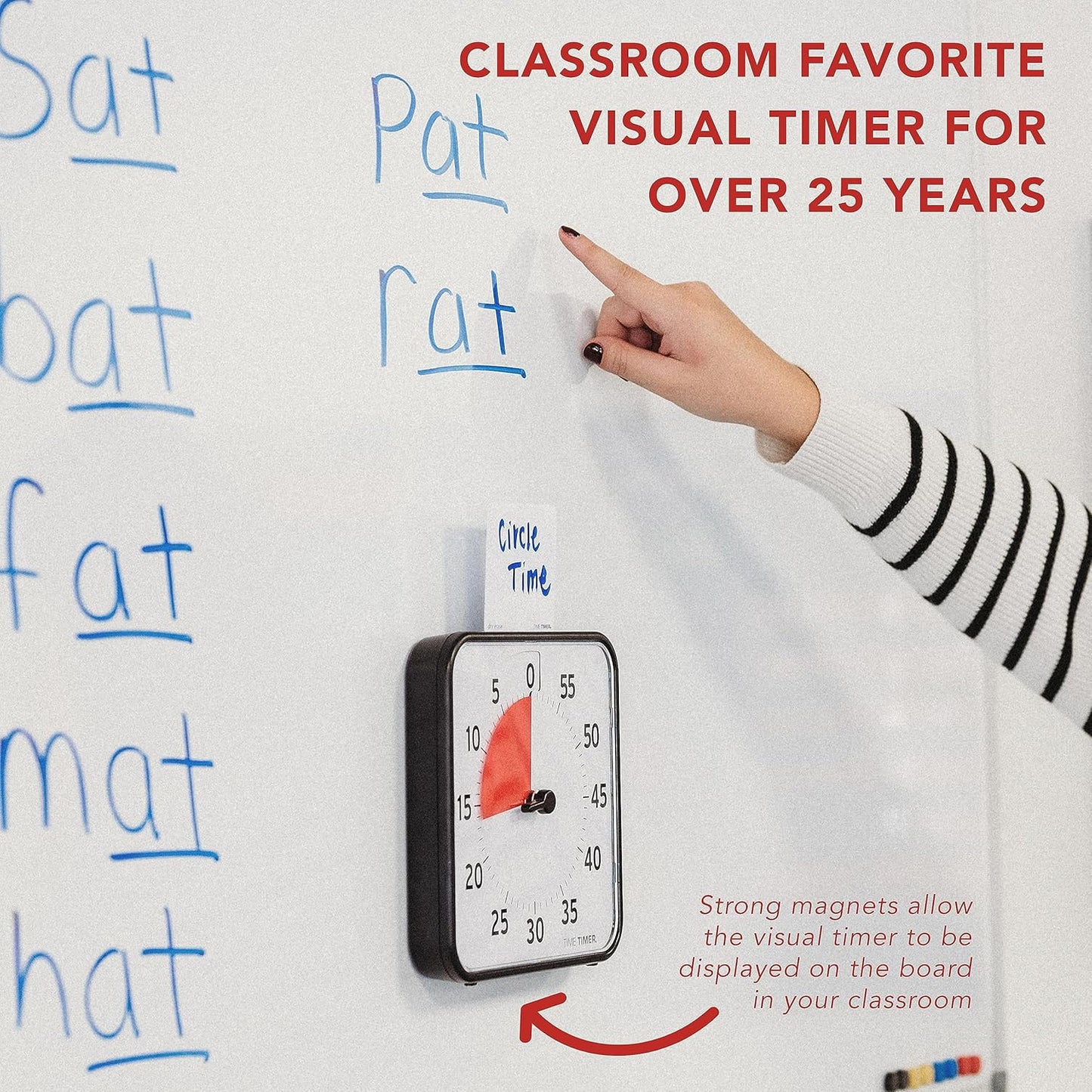 TIME TIMER 12 inch Visual Timer 60 Minute Kids Desk Countdown Clock with Dry Erase Activity Card, Also Magnetic for Classroom, Homeschooling Study Tool, Task Reminder, Home and Kitchen Timer