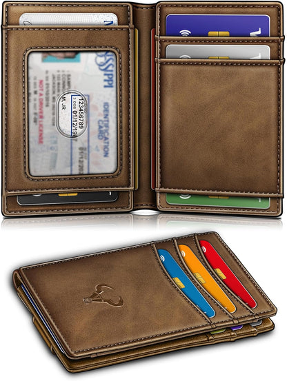 BULLIANT Men Airtag Wallet,Slim Wallet Money Clip Card Holder Magnetic Closure 12 Cards in Front Pocket RFID Blocking