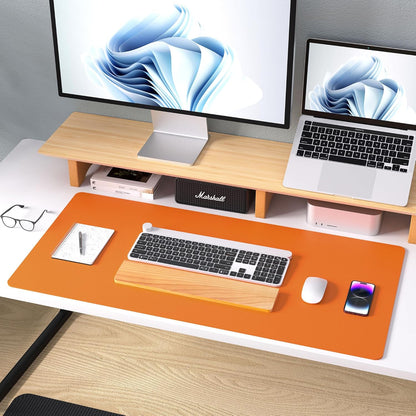 Aothia Leather Desk Pad Protector, Mouse Pad, Office Desk Mat, Non-Slip PU Leather Desk Blotter, Laptop Desk Pad, Waterproof Desk Writing Pad for Office and Home (Brown,23.6" x 13.7") - Colors A