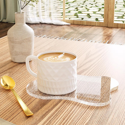 Acrylic Coaster Decorative Plates, Irregular Bar Drink Coaster, Clear Cloud Shape Coffee Cup Coaster, Perfect for Tabletop Protection and Accessories Display.(Gold)
